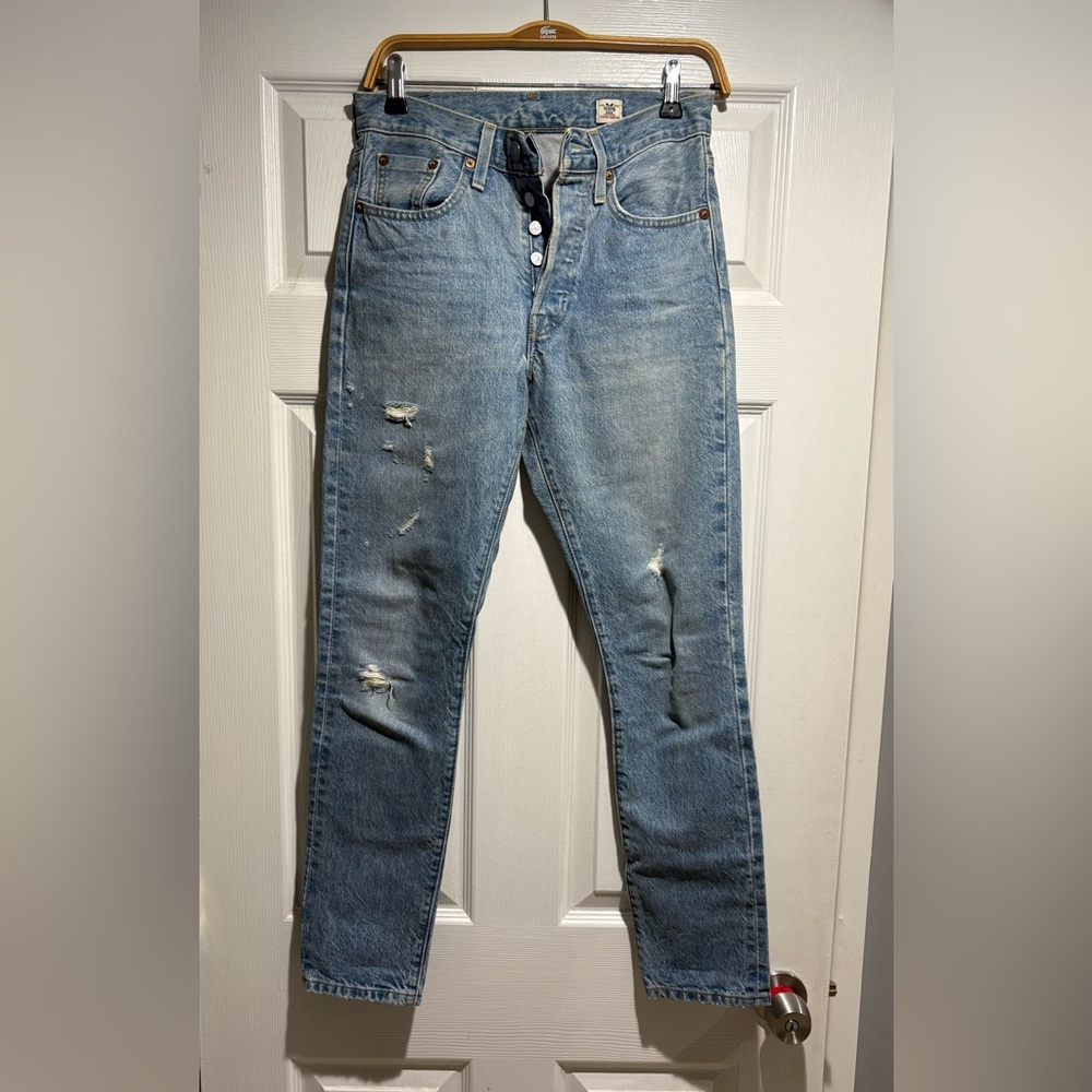 Levi’s 501 Distressed Skinny Selvedge White Oak Jeans